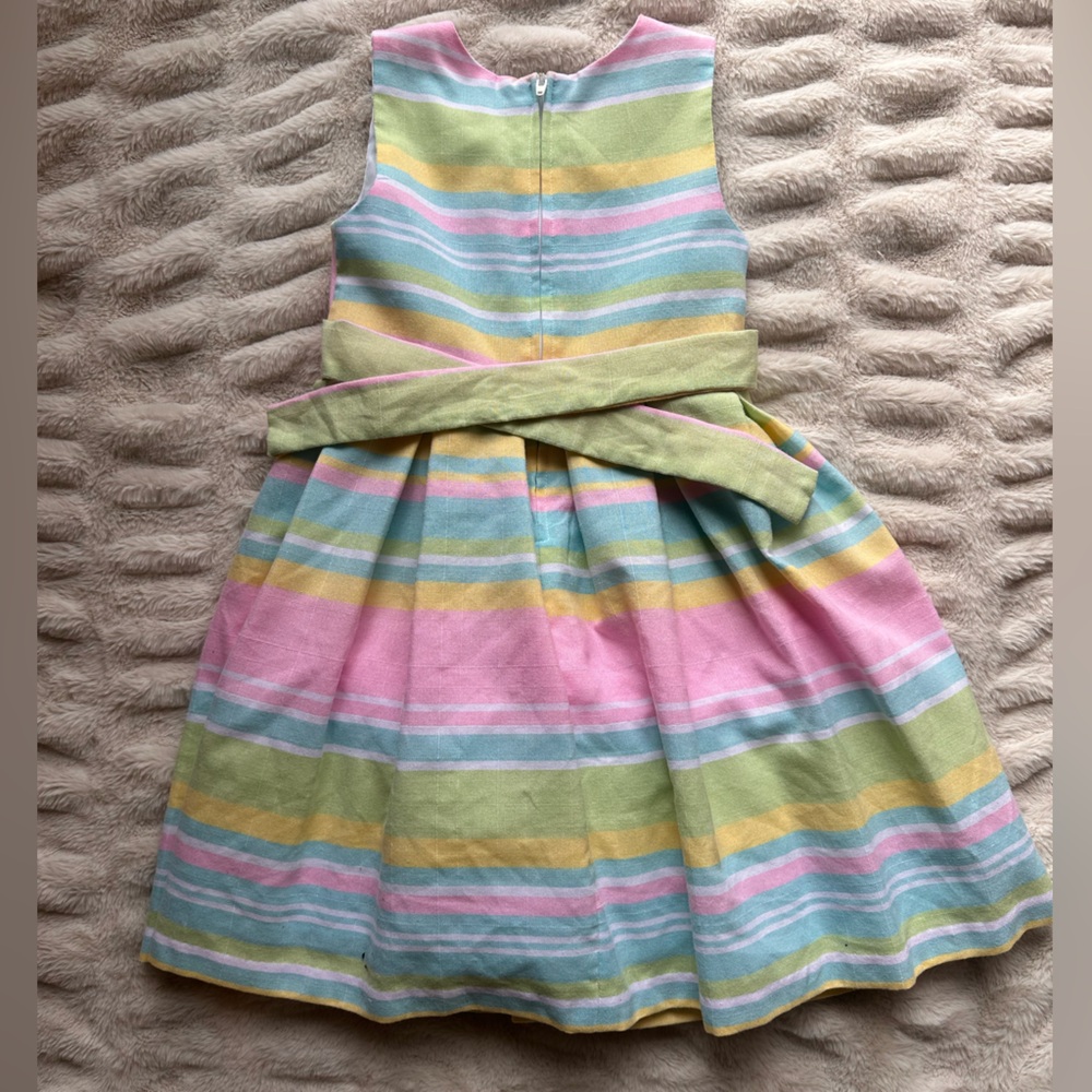 Multicolor Striped Easter/Spring Kids Dress - Picture 2 of 4
